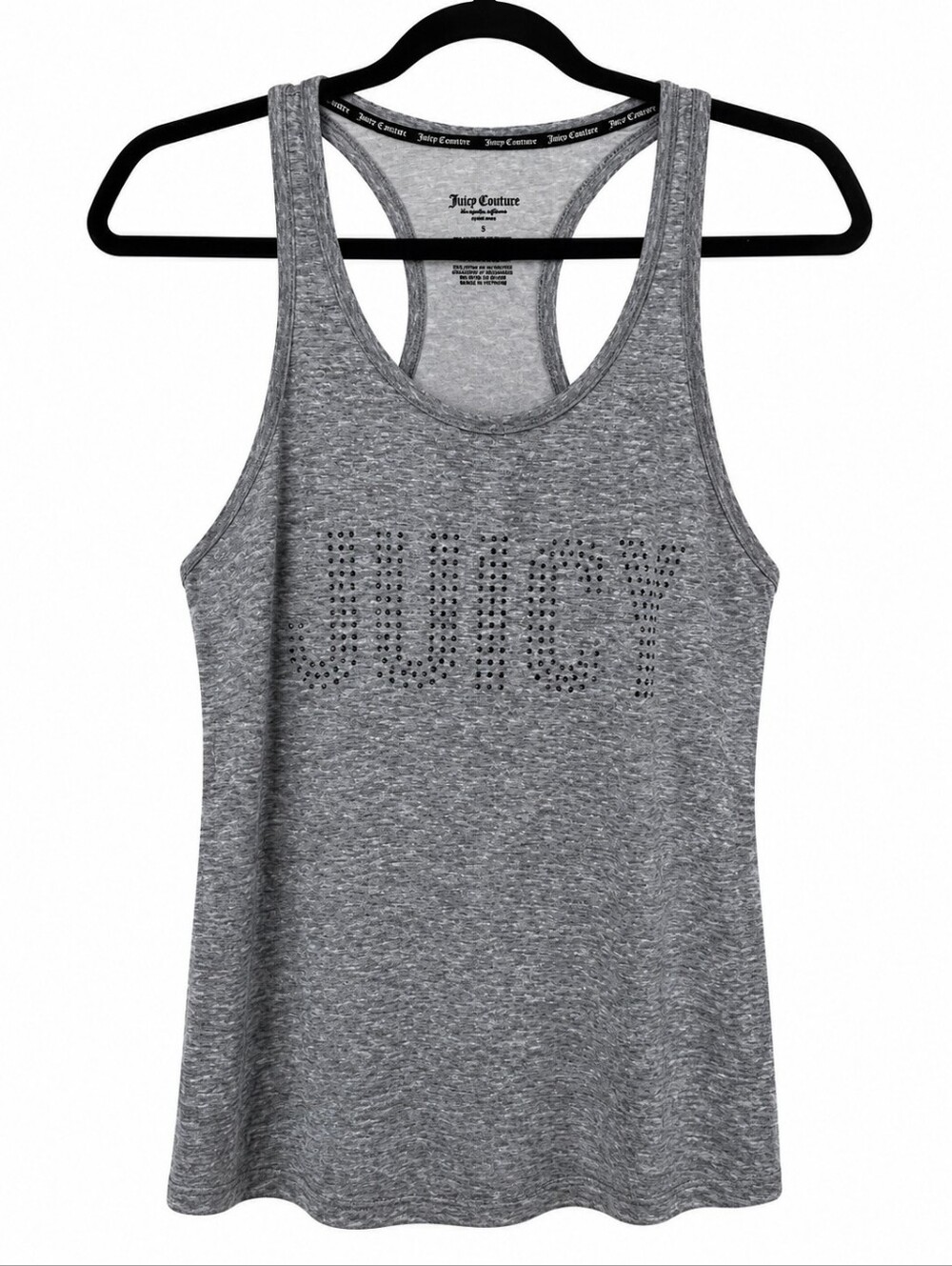 Juicy Couture Gray Racerback Tank Top Women’s Small Glitter Logo Athletic Active - Picture 2 of 8